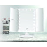 Makeup Mirrors: Makeup Mirror With LED Light Standing Mirror Magnifying Tri-Fold Touch