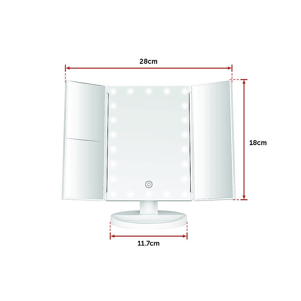 Makeup Mirrors: Makeup Mirror With LED Light Standing Mirror Magnifying Tri-Fold Touch