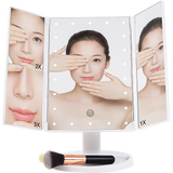 Makeup Mirrors: Makeup Mirror With LED Light Standing Mirror Magnifying Tri-Fold Touch