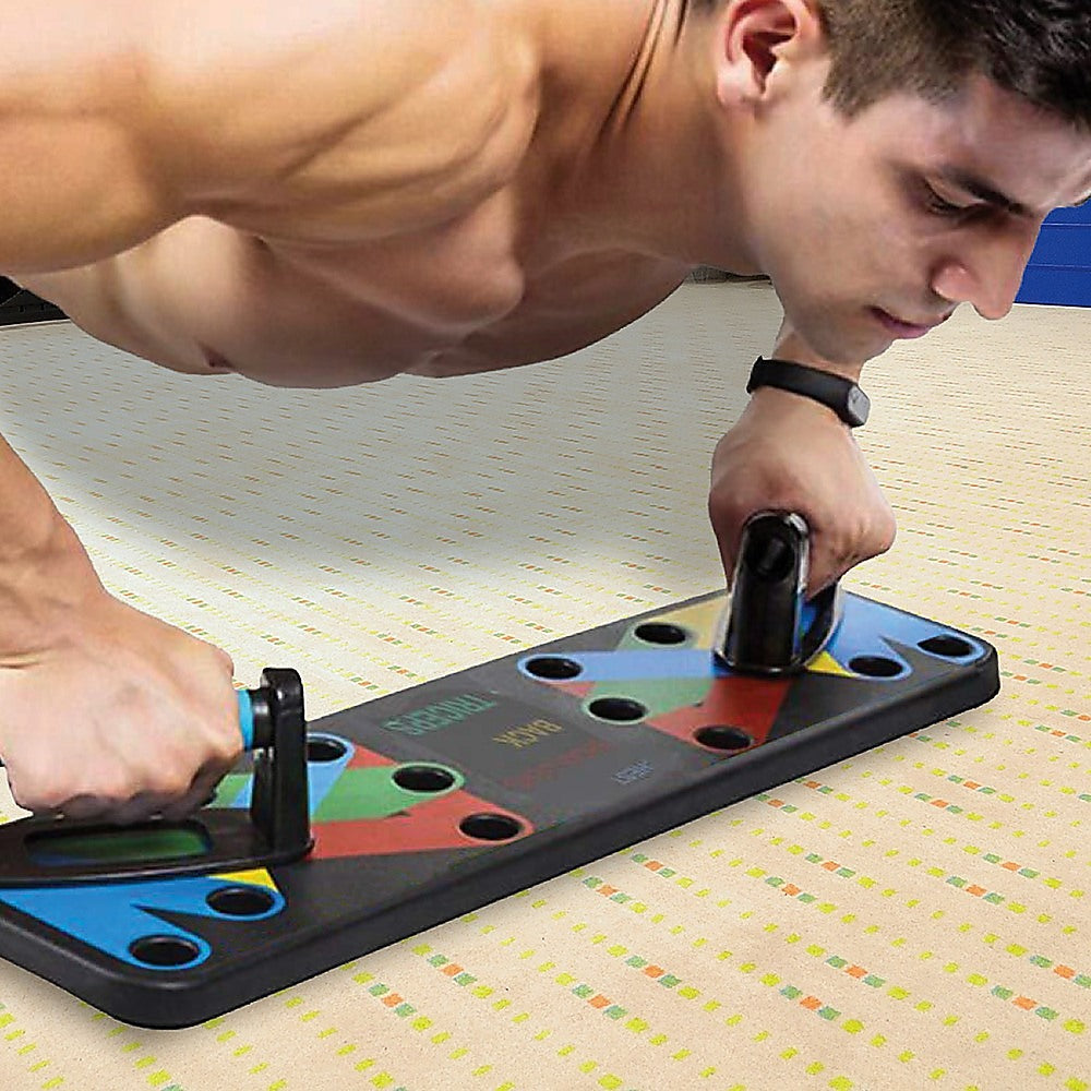 Gym Equipment & Accessories: 9 in 1 Push Up Board Yoga Bands Fitness Workout Train Gym Exercise Pushup Stand