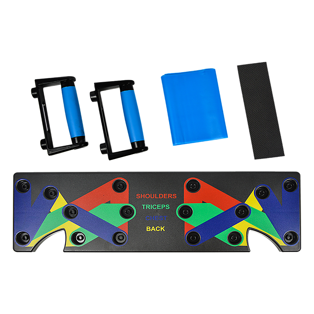 Gym Equipment & Accessories: 9 in 1 Push Up Board Yoga Bands Fitness Workout Train Gym Exercise Pushup Stand