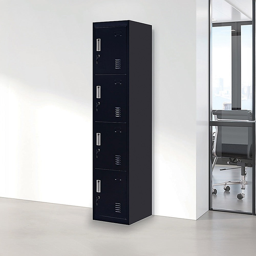 Storage Cabinets: 4-Door Vertical Locker for Office Gym Shed School Home Storage