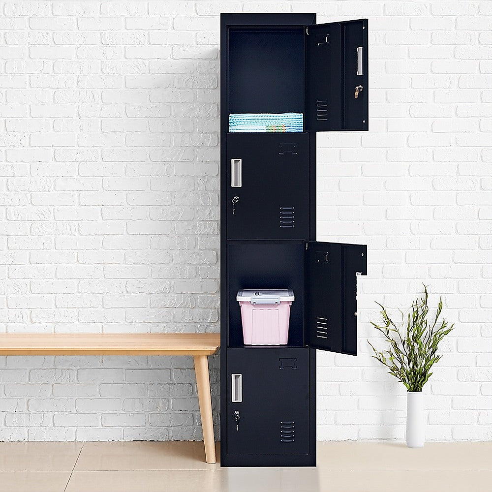 Storage Cabinets: 4-Door Vertical Locker for Office Gym Shed School Home Storage