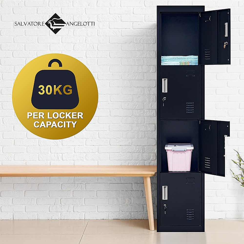 Storage Cabinets: 4-Door Vertical Locker for Office Gym Shed School Home Storage