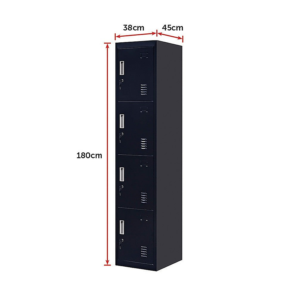 Storage Cabinets: 4-Door Vertical Locker for Office Gym Shed School Home Storage