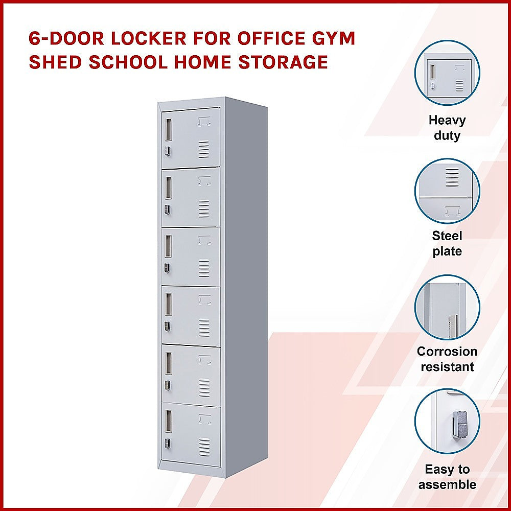 Storage Cabinets: 6-Door Locker for Office Gym Shed School Home Storage
