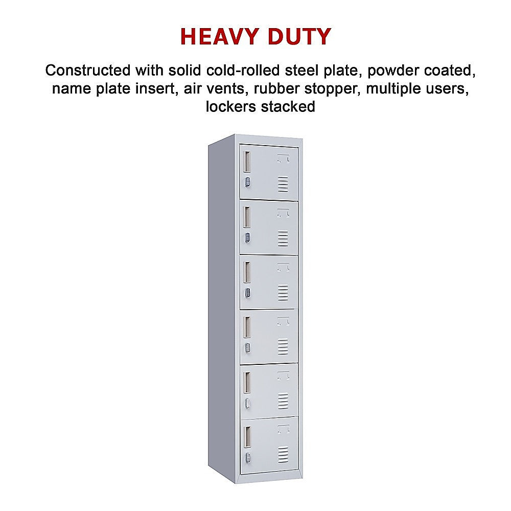 Storage Cabinets: 6-Door Locker for Office Gym Shed School Home Storage