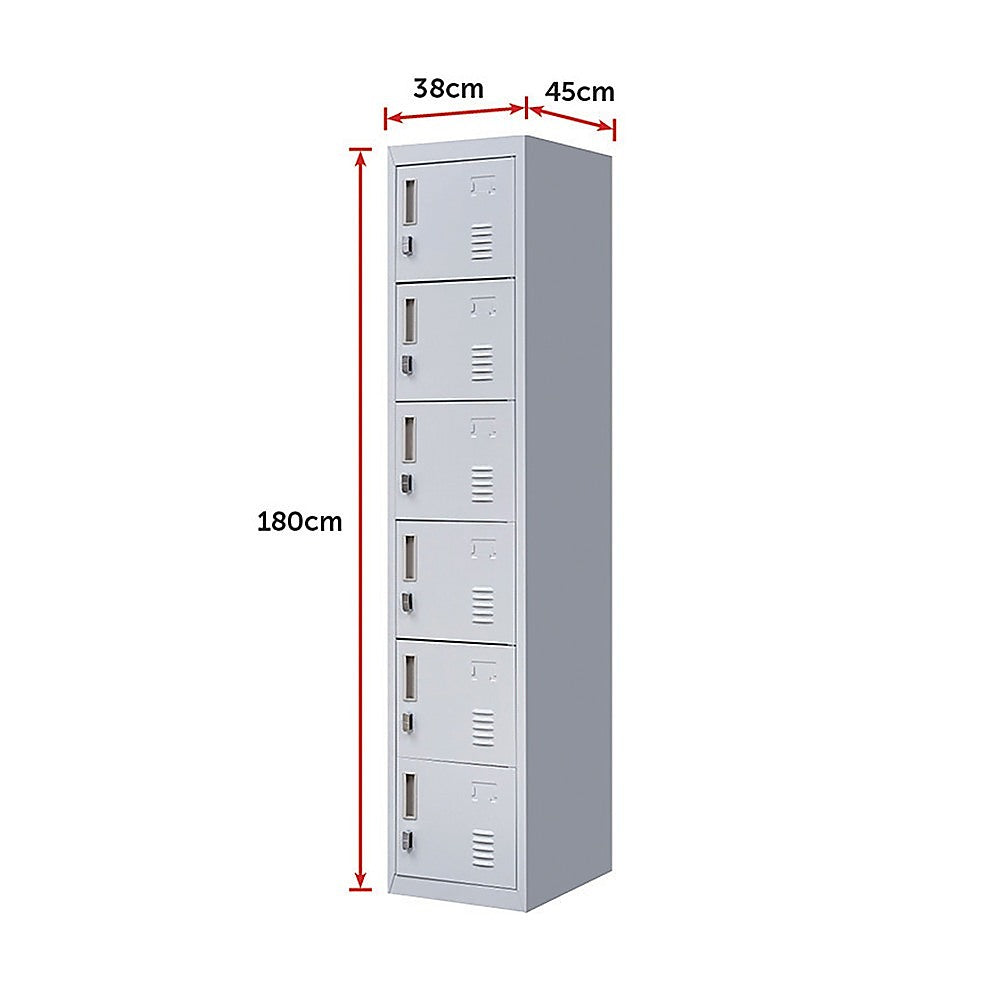 Storage Cabinets: 6-Door Locker for Office Gym Shed School Home Storage
