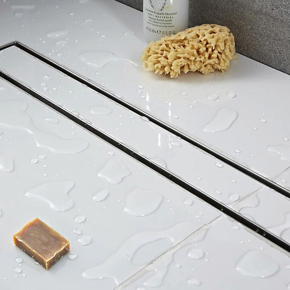 Kitchen & Bathroom DIY: 900mm Tile Insert Bathroom Shower Stainless Steel Grate Drain w/Centre outlet Floor Waste