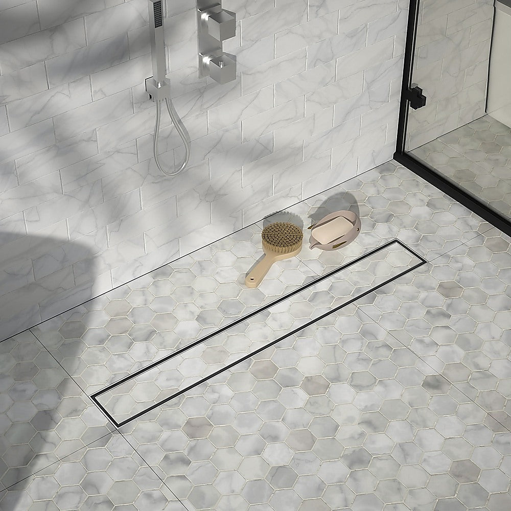 Kitchen & Bathroom DIY: 900mm Tile Insert Bathroom Shower Stainless Steel Grate Drain w/Centre outlet Floor Waste