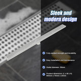 900mm Bathroom Shower Stainless Steel Grate Drain w/Centre outlet Floor Waste Square Pattern
