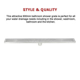 900mm Bathroom Shower Stainless Steel Grate Drain w/Centre outlet Floor Waste Square Pattern