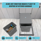 2x 15L Pull Out Trash Bin Dual Kitchen Garbage Waste Basket Cabinet Bin