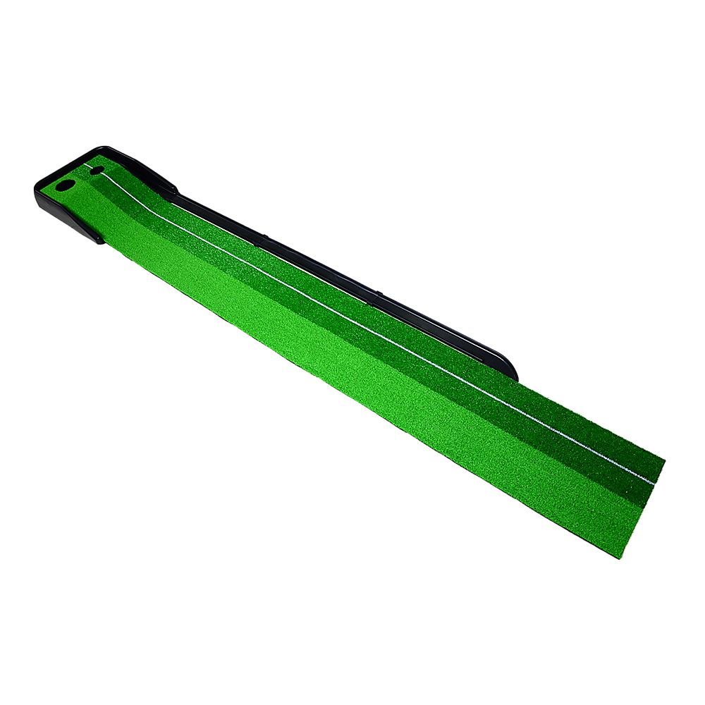 Golf Training Aids: Indoor Practice Putting Green 2.5m Mat Inclined Ball Return Fake Grass 2 Holes