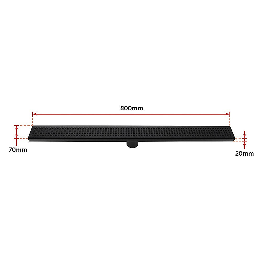 Kitchen & Bathroom DIY: 800mm Bathroom Shower Black Grate Drain w/Centre outlet Floor Waste