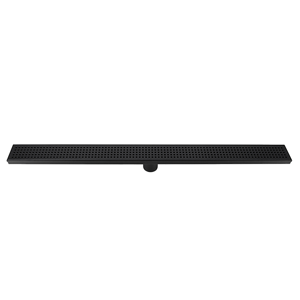 Kitchen & Bathroom DIY: 900mm Bathroom Shower Black Grate Drain w/Centre outlet Floor Waste Square Pattern