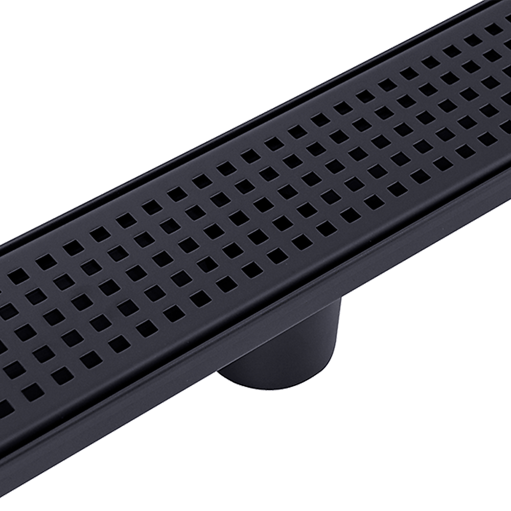 Kitchen & Bathroom DIY: 900mm Bathroom Shower Black Grate Drain w/Centre outlet Floor Waste Square Pattern
