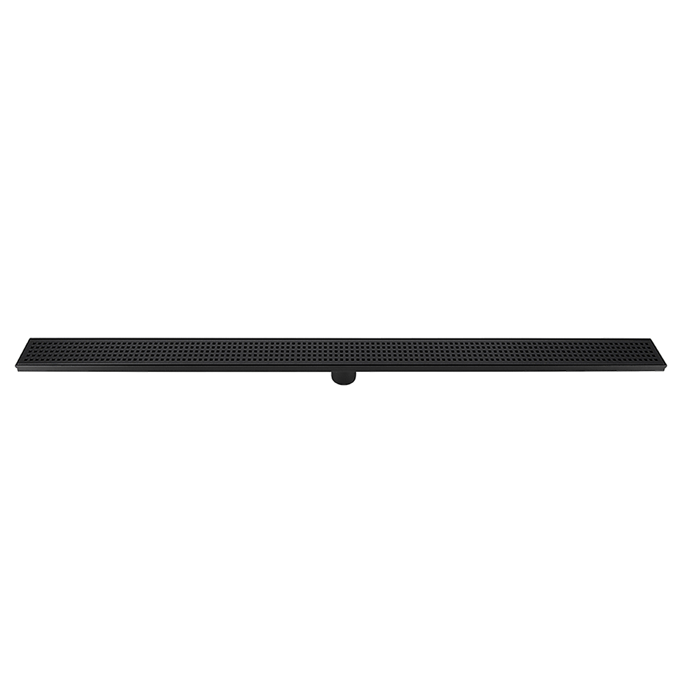 Kitchen & Bathroom DIY: 1200mm Bathroom Shower Black Grate Drain w/Centre outlet Floor Waste Square Pattern