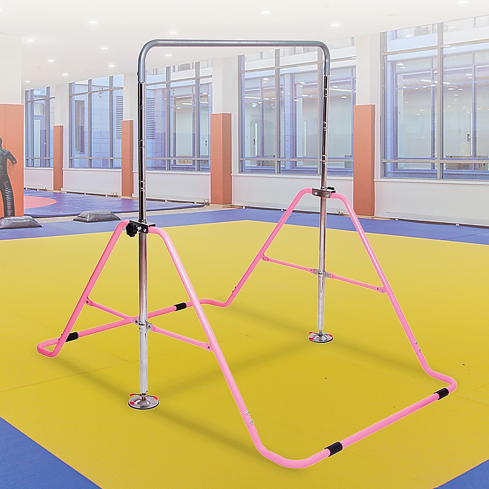 Gym Equipment & Accessories: Kids Gymnastics Bars Training Horizontal Bar Monkey Kip Bar Pink