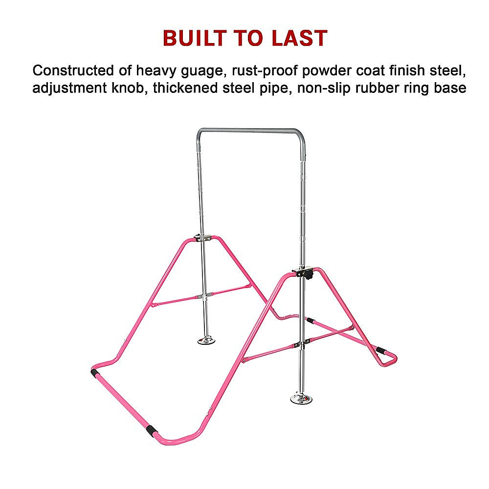 Gym Equipment & Accessories: Kids Gymnastics Bars Training Horizontal Bar Monkey Kip Bar Pink