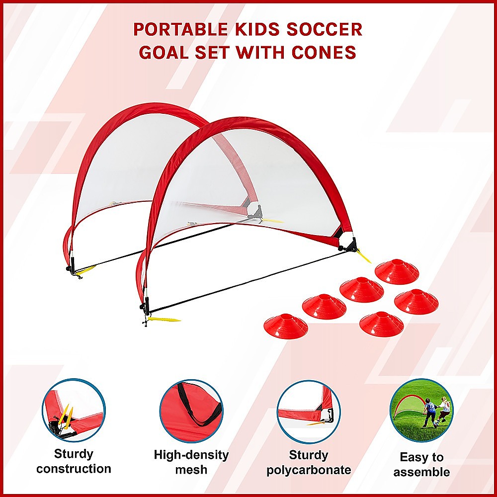 Soccer & Soccer Accessories: Portable Kids Soccer Goal Set with Cones