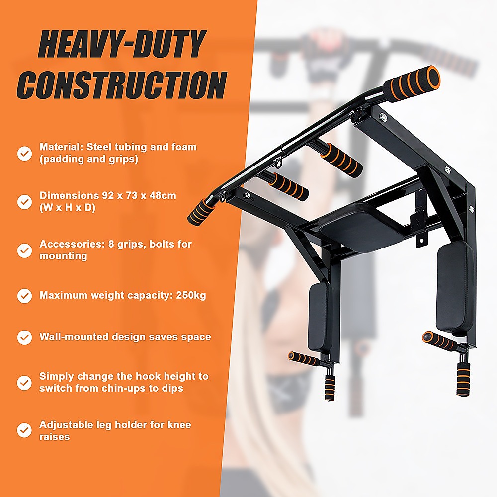 Gym Equipment & Accessories: Heavy Duty Wall Mounted Power Station Pull Up Dip Knee Raise Bar