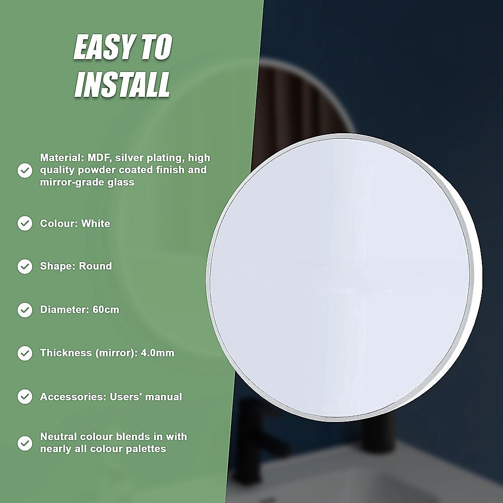 Kitchen & Bathroom DIY: 60cm Round Wall Mirror Bathroom Makeup Mirror by Della Francesca