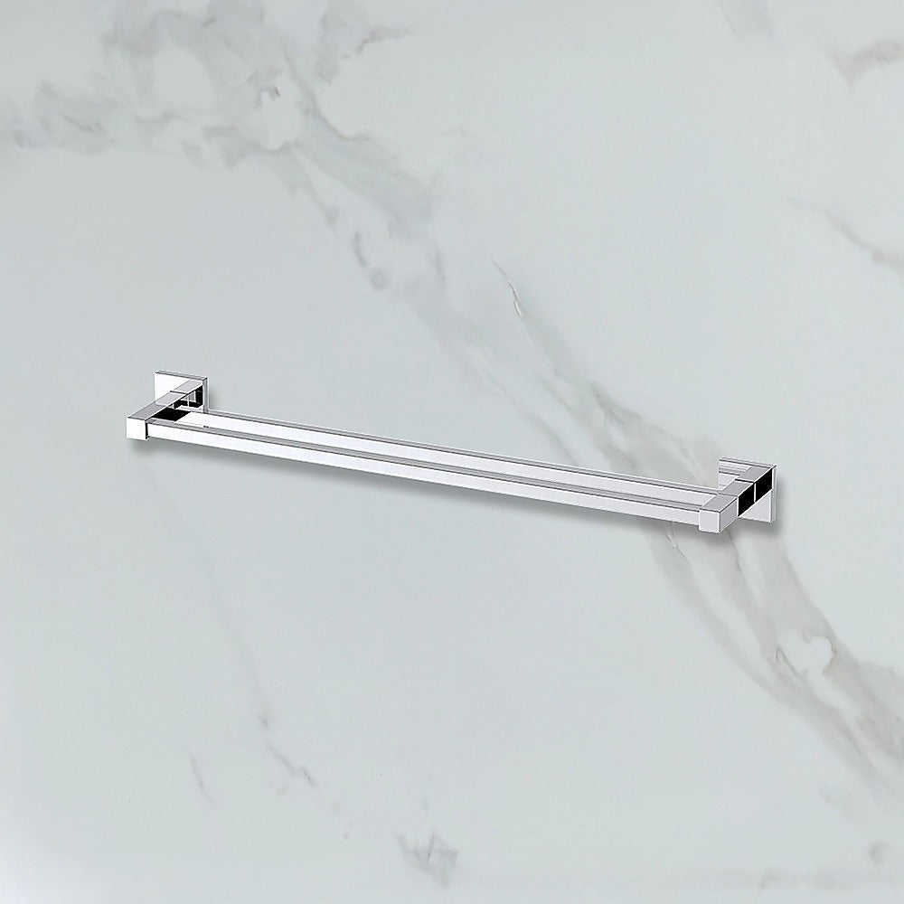 Double Classic Chrome Towel Bar Rail Bathroom