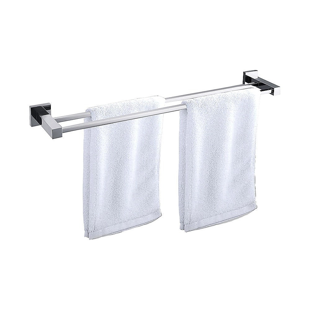 Double Classic Chrome Towel Bar Rail Bathroom