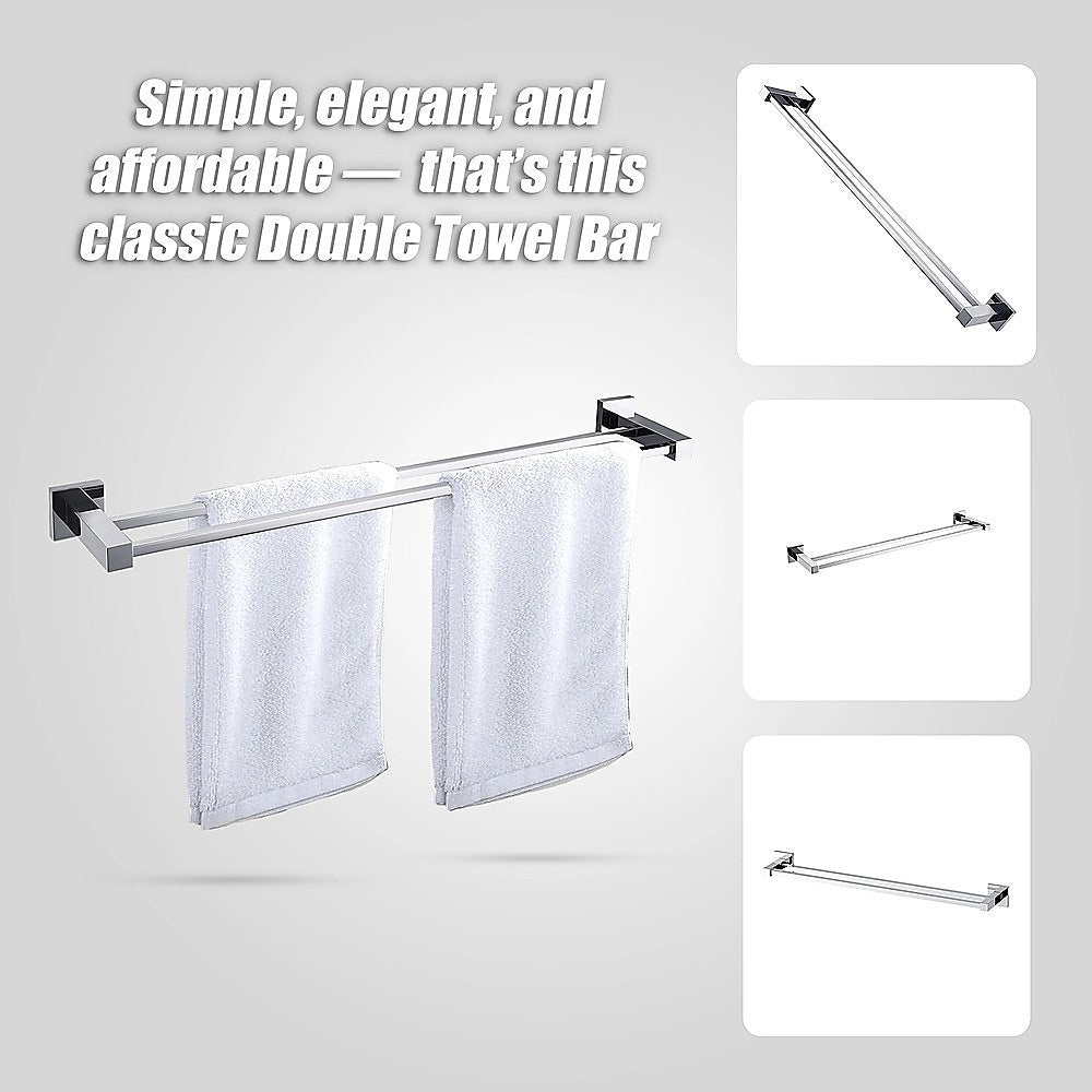 Double Classic Chrome Towel Bar Rail Bathroom
