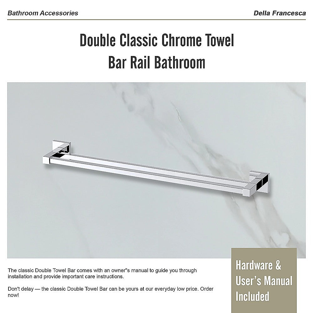 Double Classic Chrome Towel Bar Rail Bathroom