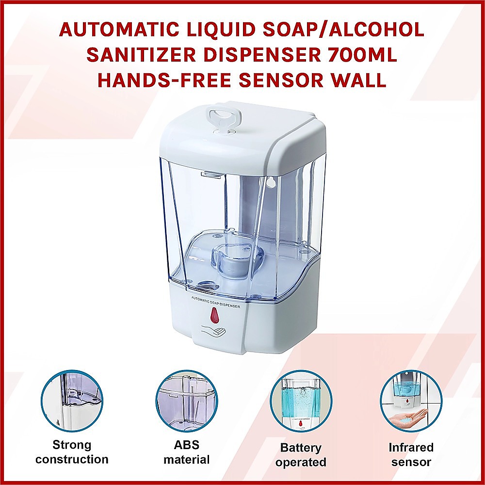 Bath Caddies: Automatic Liquid Soap/Alcohol Sanitizer Dispenser 700ML Hands-Free Sensor Wall