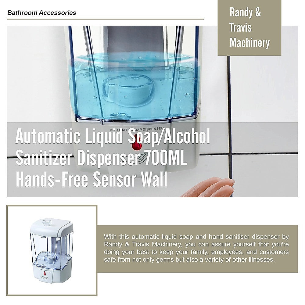 Bath Caddies: Automatic Liquid Soap/Alcohol Sanitizer Dispenser 700ML Hands-Free Sensor Wall