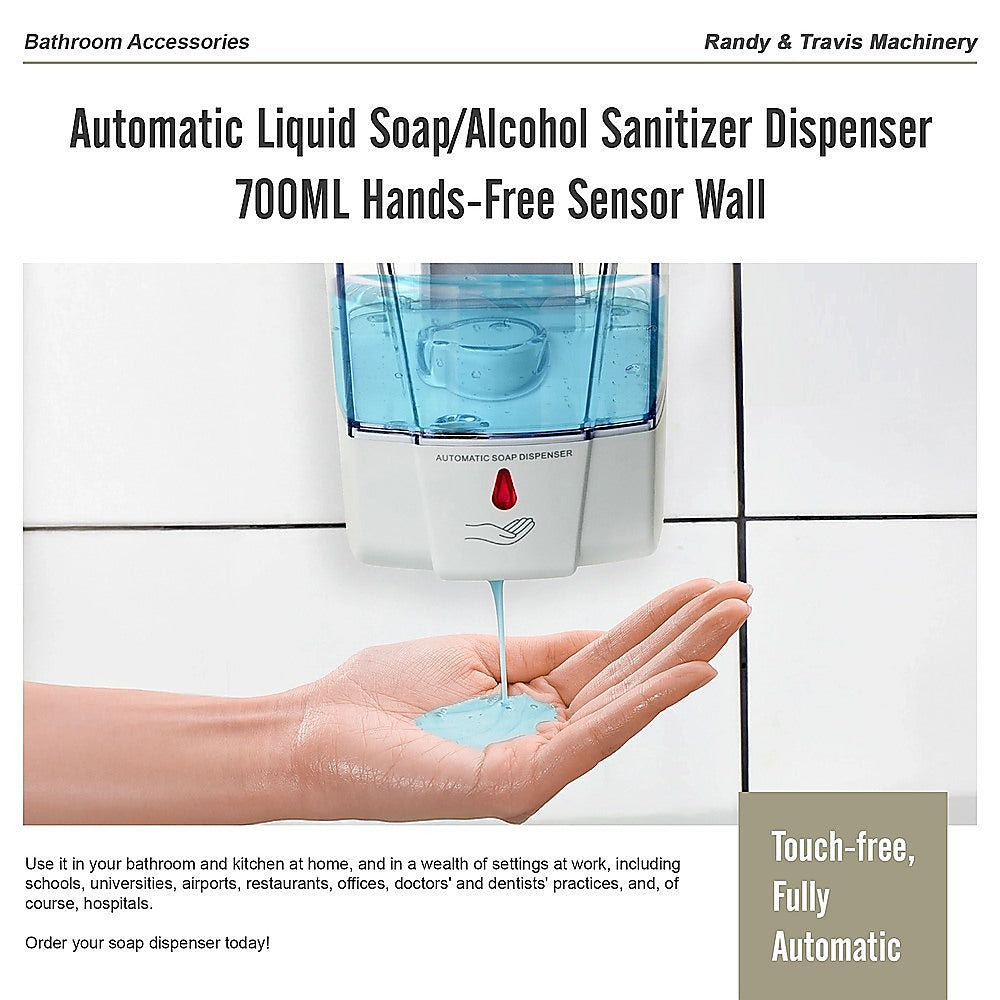 Bath Caddies: Automatic Liquid Soap/Alcohol Sanitizer Dispenser 700ML Hands-Free Sensor Wall