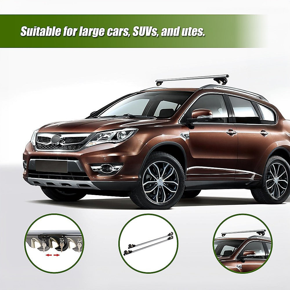 Caravan Accessories: Universal Car Top Roof Rail Rack Cross Bar Aluminium Lockable 1350MM