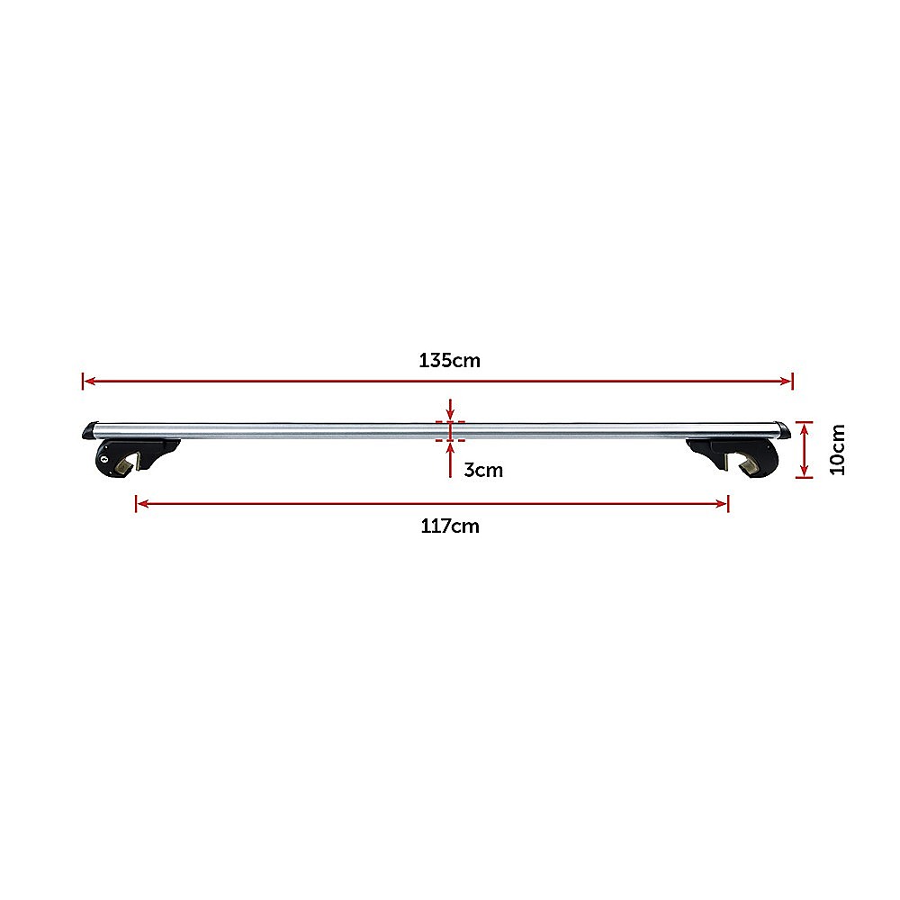 Caravan Accessories: Universal Car Top Roof Rail Rack Cross Bar Aluminium Lockable 1350MM