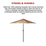9FT Patio Umbrella Outdoor Garden Table Umbrella with 8 Sturdy Ribs