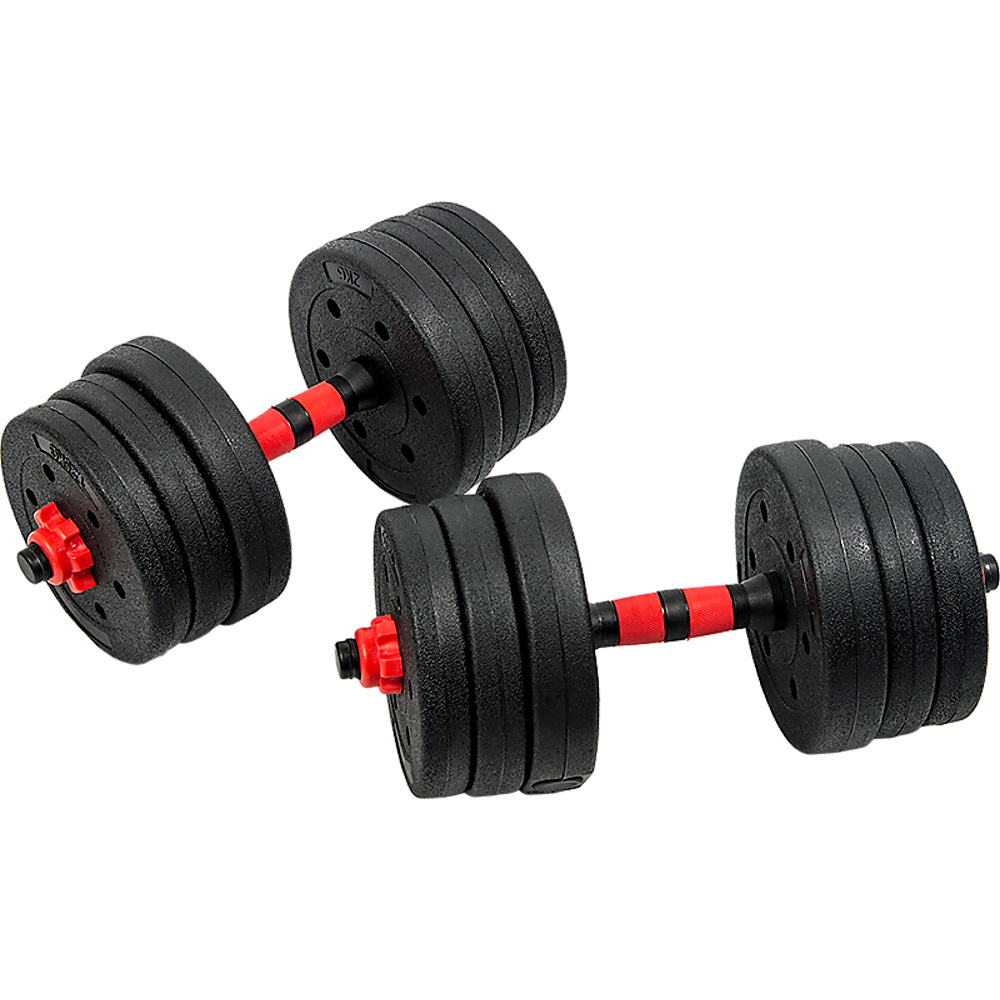 Weightlifting Machines & Racks: 20kg Adjustable Rubber Dumbbell Set Barbell Home GYM Exercise Weights