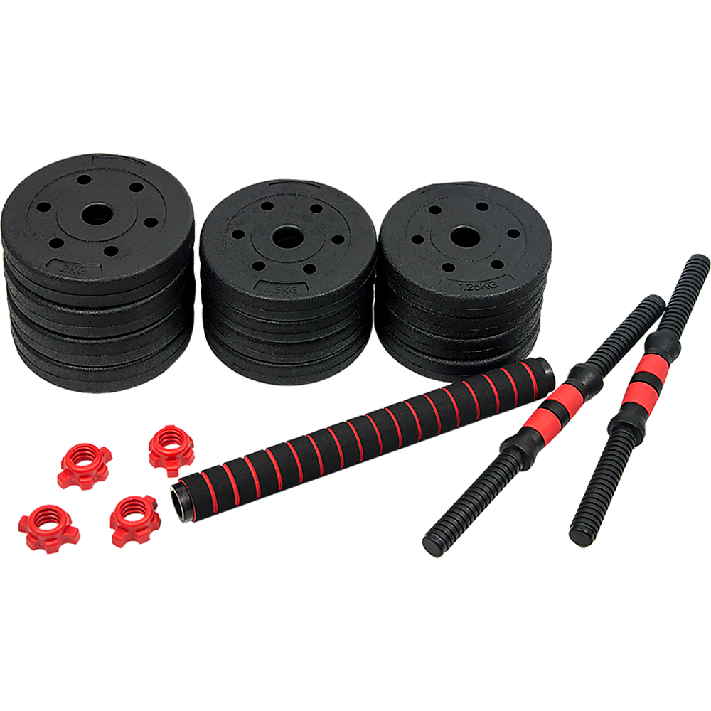 Weightlifting Machines & Racks: 20kg Adjustable Rubber Dumbbell Set Barbell Home GYM Exercise Weights