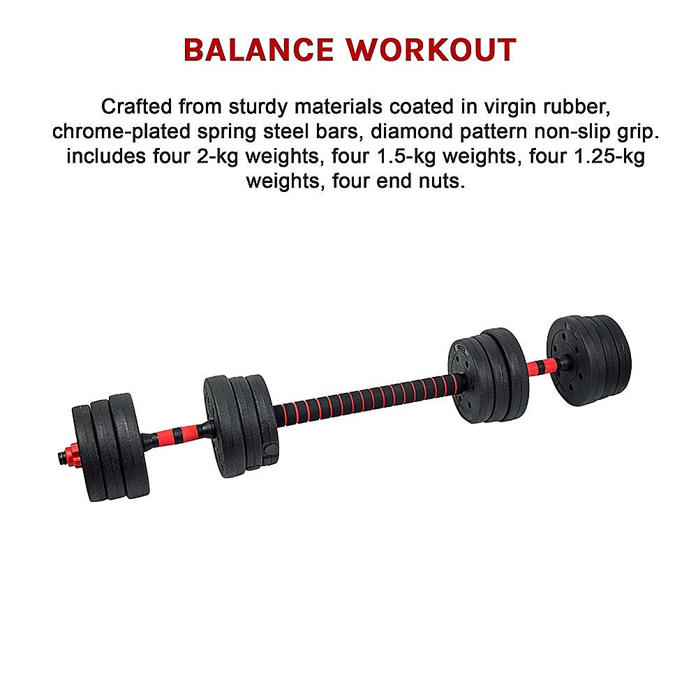 Weightlifting Machines & Racks: 20kg Adjustable Rubber Dumbbell Set Barbell Home GYM Exercise Weights