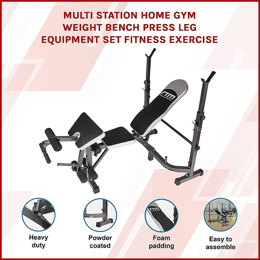 Gym Equipment & Accessories: Multi Station Home Gym Weight Bench Press Leg Equipment Set Fitness Exercise