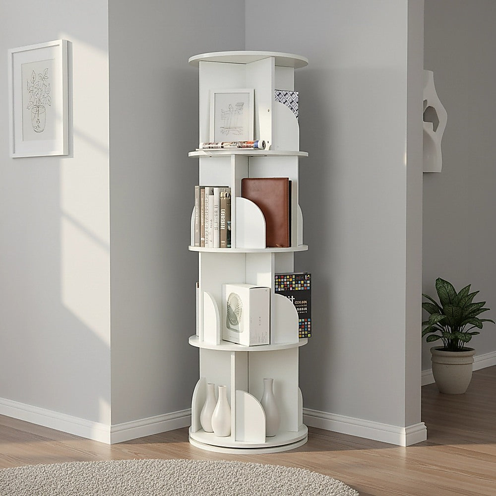Bookcases & Shelves: 360-degree Rotating 4 Tier Display Shelf Bookcase Organiser