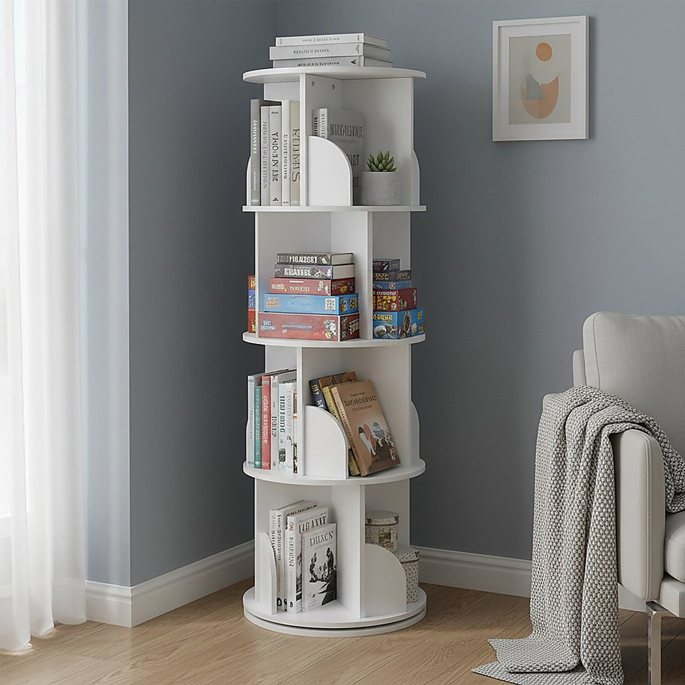 Bookcases & Shelves: 360-degree Rotating 4 Tier Display Shelf Bookcase Organiser
