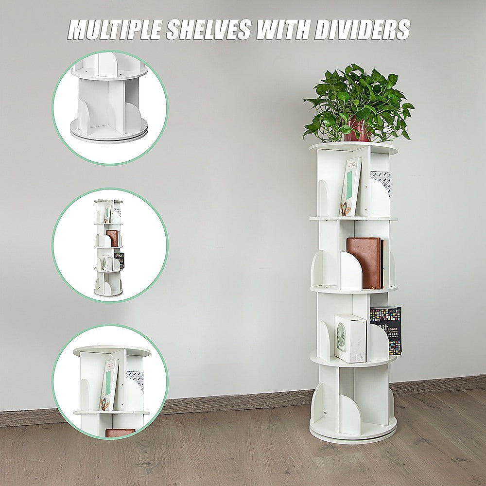 Bookcases & Shelves: 360-degree Rotating 4 Tier Display Shelf Bookcase Organiser