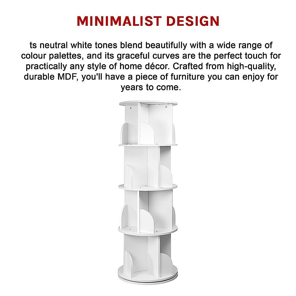 Bookcases & Shelves: 360-degree Rotating 4 Tier Display Shelf Bookcase Organiser