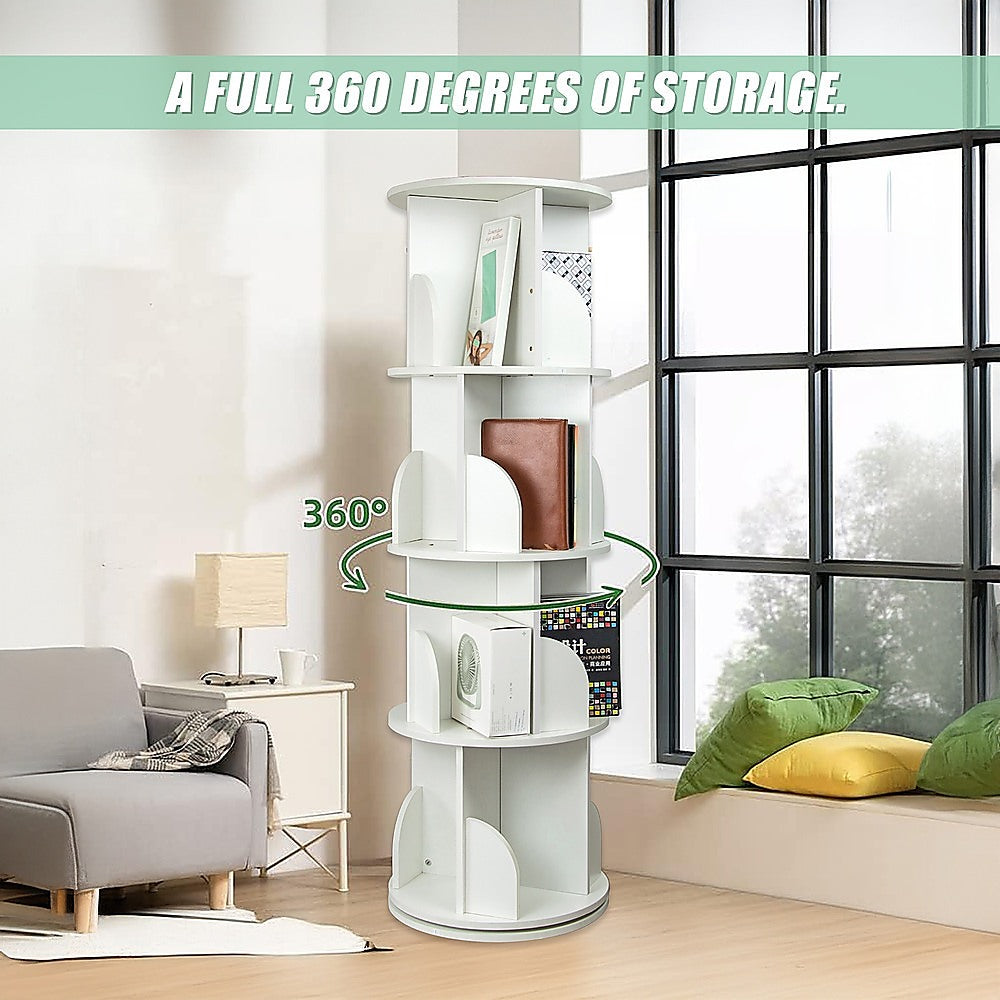Bookcases & Shelves: 360-degree Rotating 4 Tier Display Shelf Bookcase Organiser