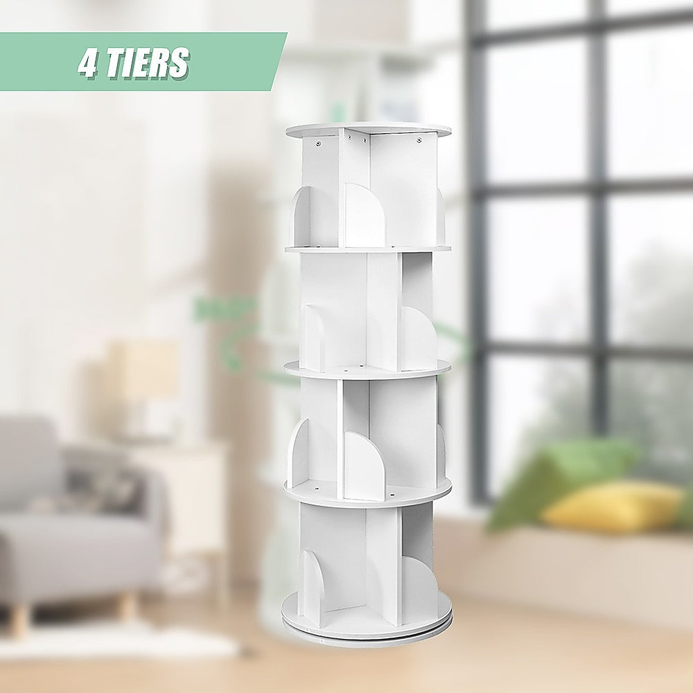 Bookcases & Shelves: 360-degree Rotating 4 Tier Display Shelf Bookcase Organiser