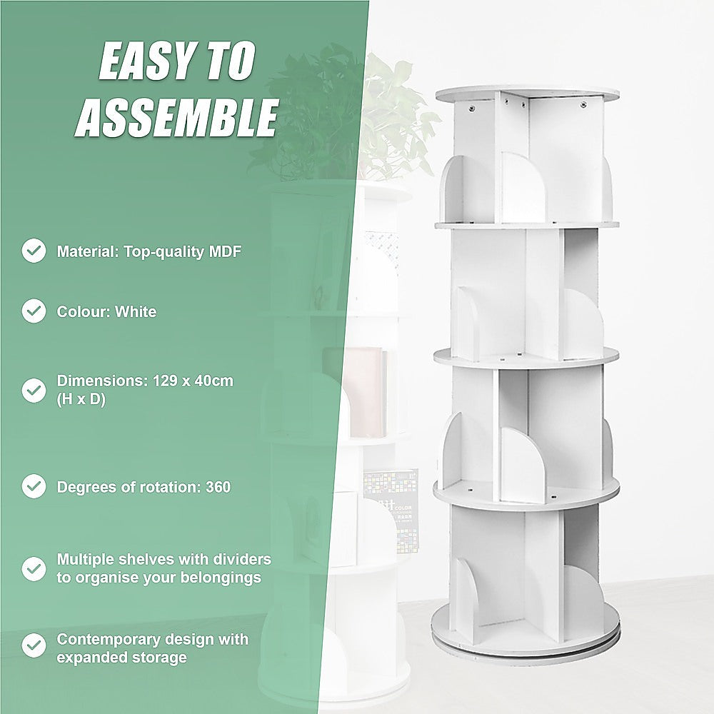 Bookcases & Shelves: 360-degree Rotating 4 Tier Display Shelf Bookcase Organiser
