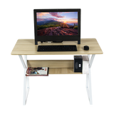 Wood & Metal Computer Desk with Shelf Home Office Furniture