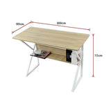 Wood & Metal Computer Desk with Shelf Home Office Furniture